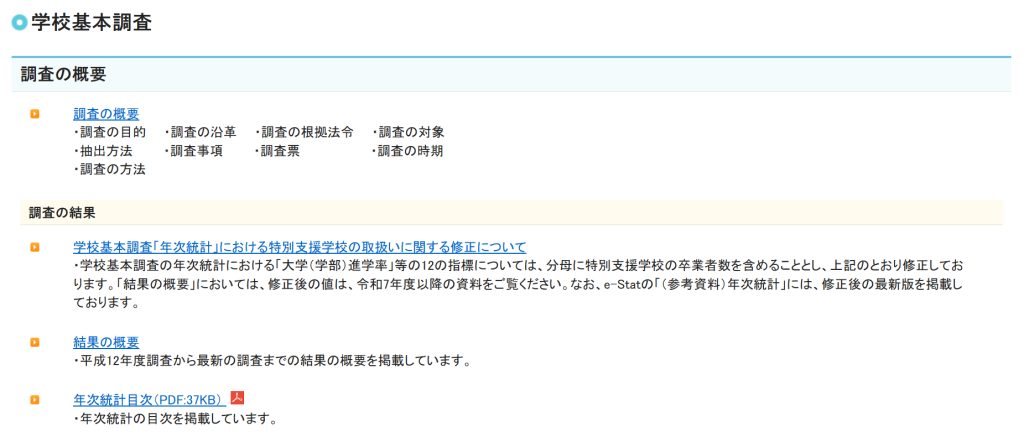 文部科学省 学校基本調査（博士課程の修了状況統計データの出典）